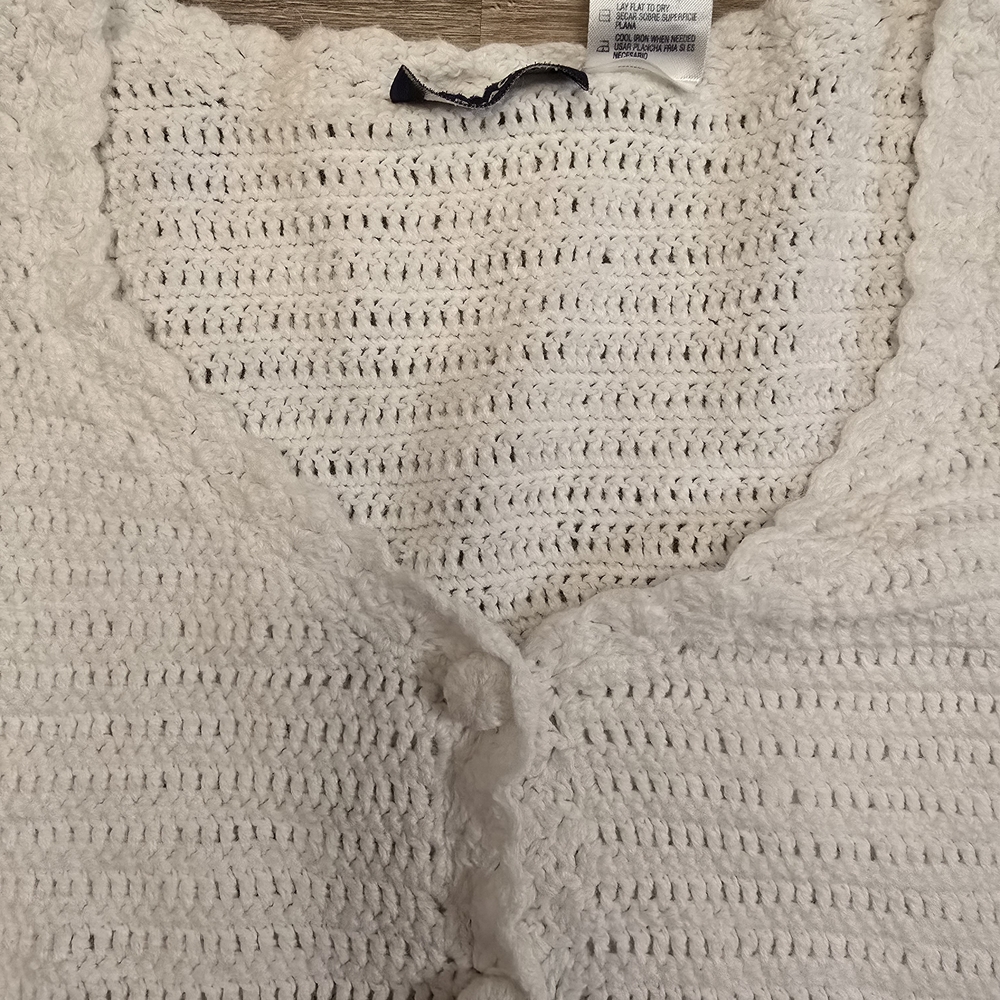 Vintage Jordache Y2K Crochet Button Cardigan Cottagecore Feminine boho Beach Med - Picture 5 of 8
